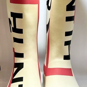 Hunter Women's White and Red Boots
